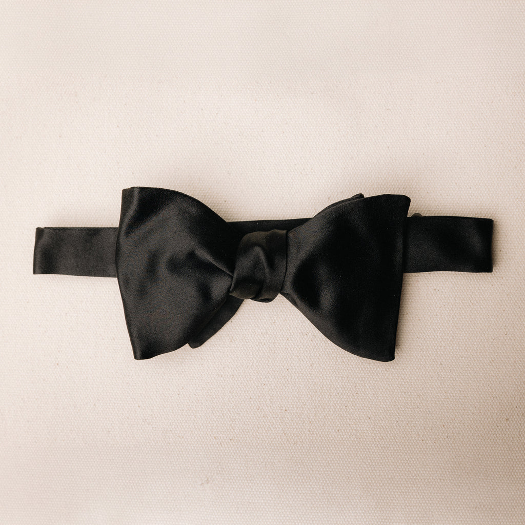 Bow Tie - Black Silk Satin