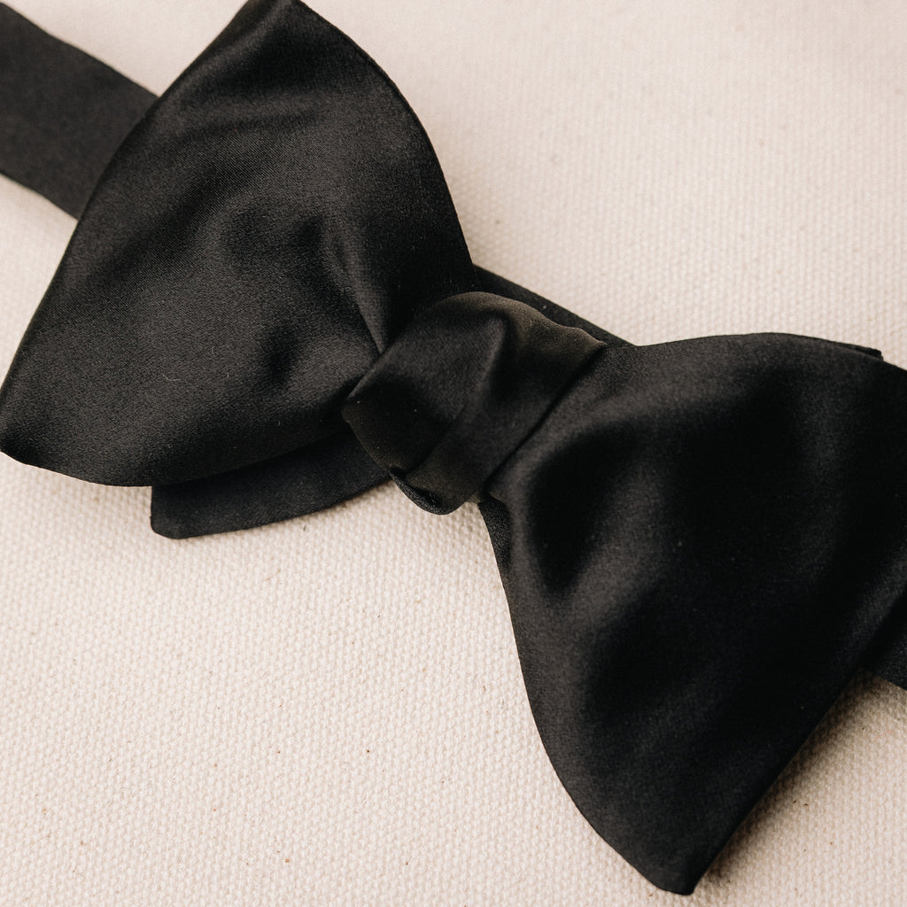 Bow Tie - Black Silk Satin