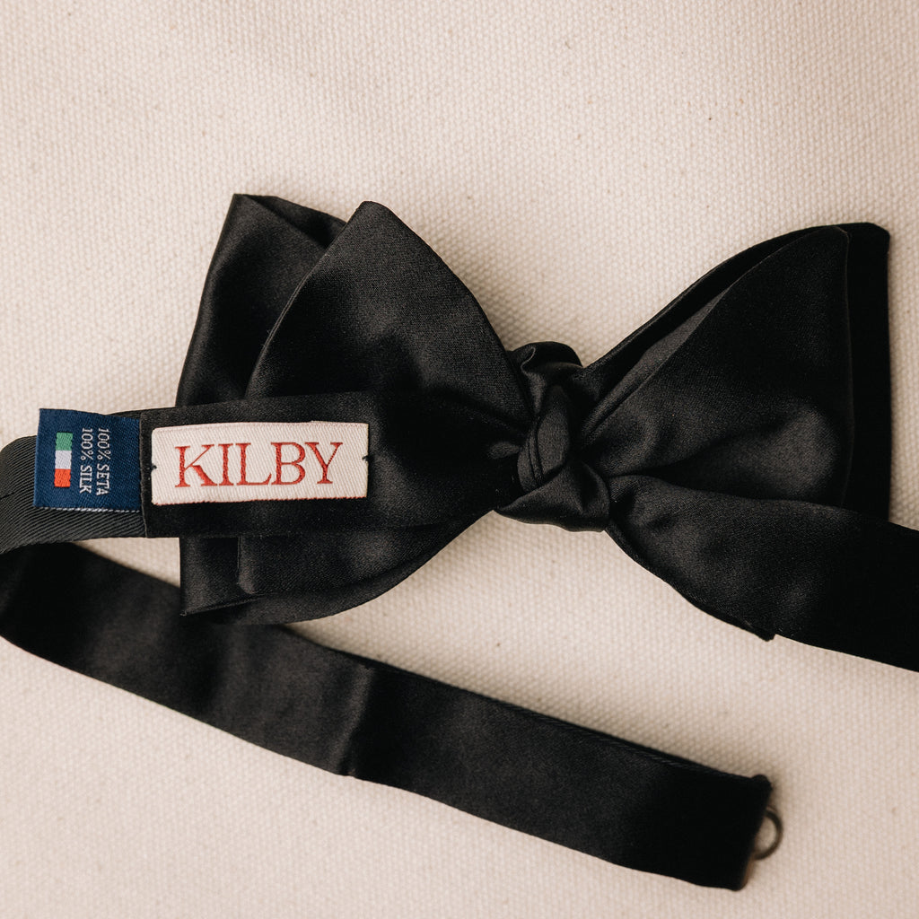 Bow Tie - Black Silk Satin