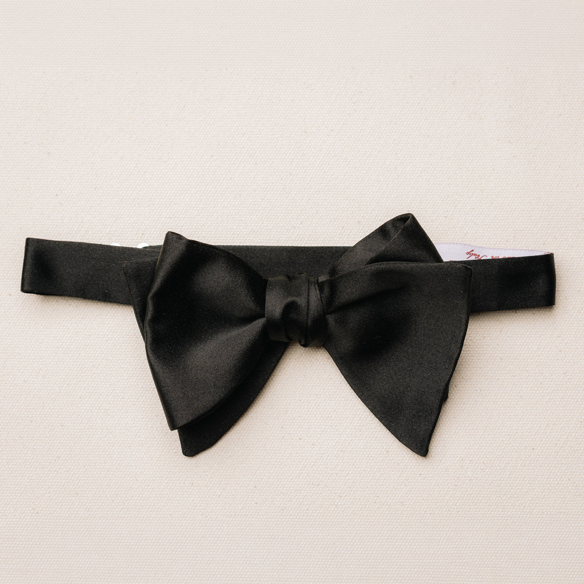 Butterfly Bow Tie - Black Silk Satin