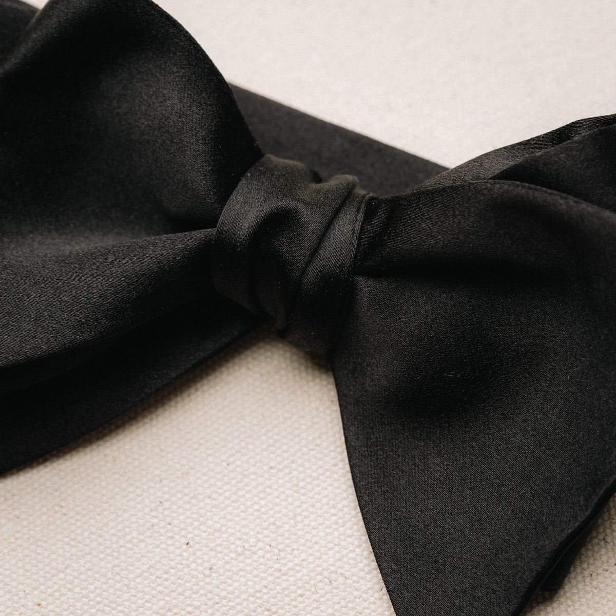 Butterfly Bow Tie - Black Silk Satin