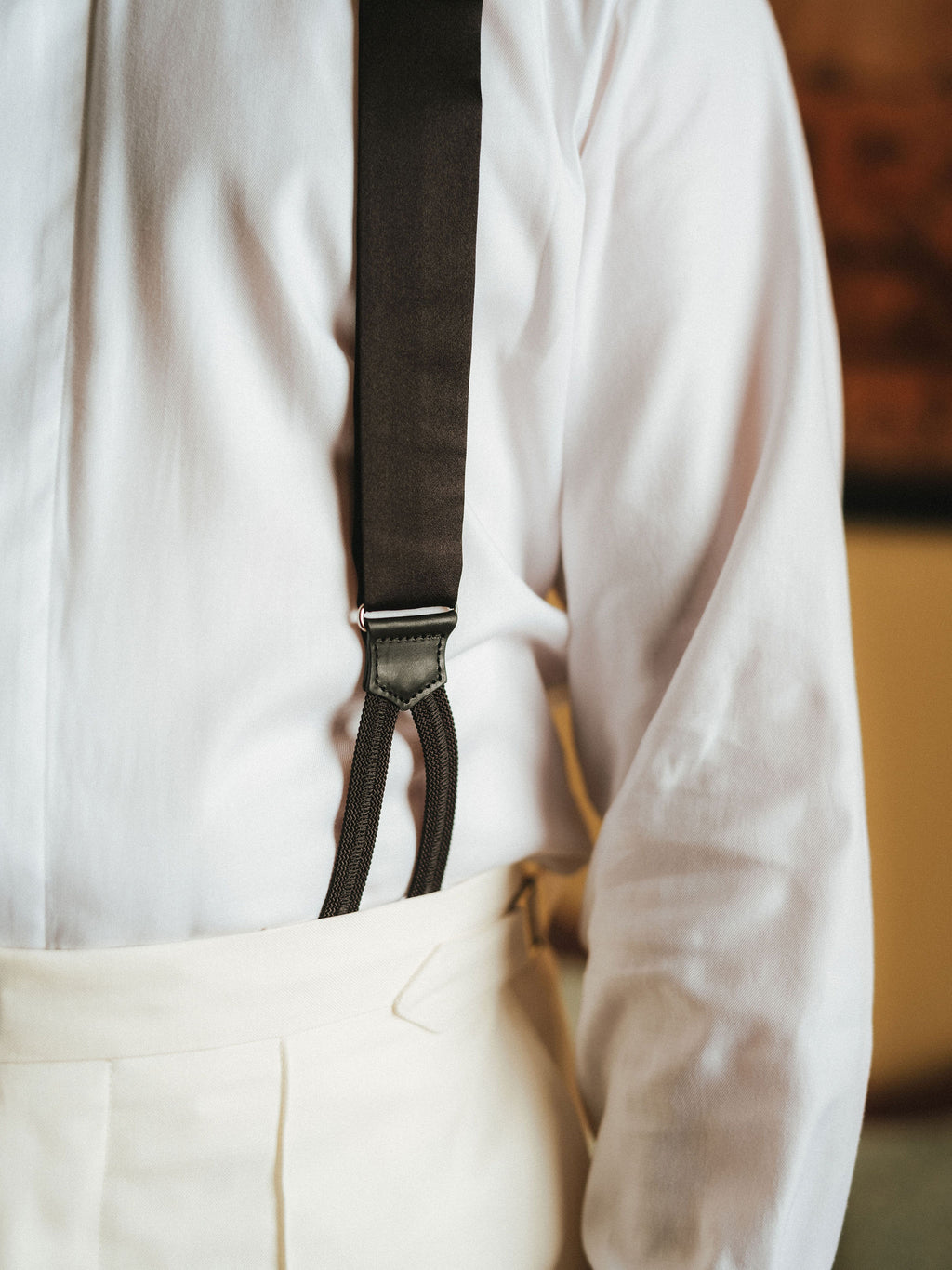 Suspenders - Black Silk Satin