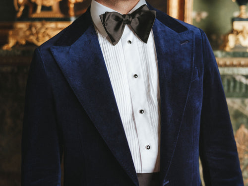 Butterfly Bow Tie - Black Silk Satin