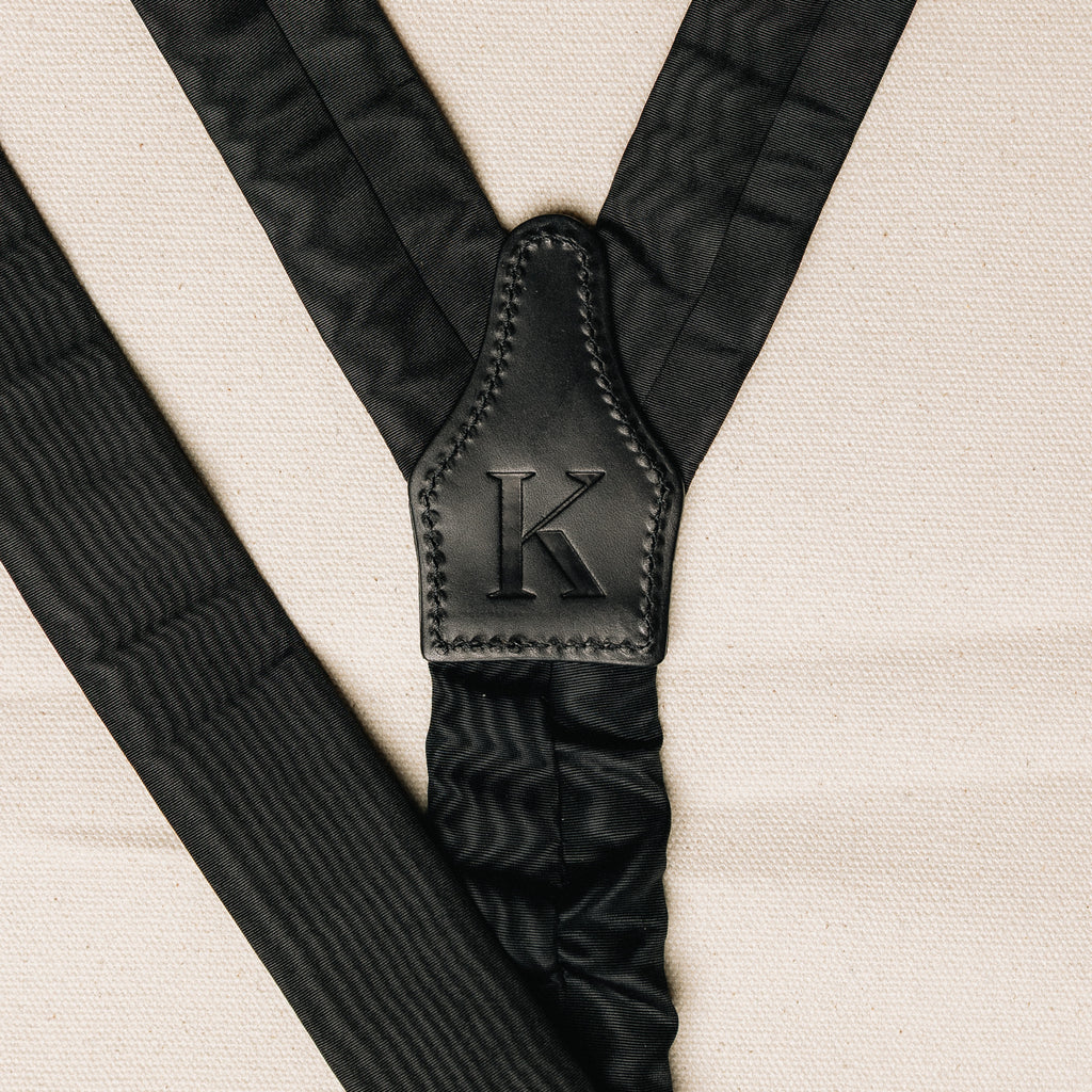 Suspenders - Black Silk Moire
