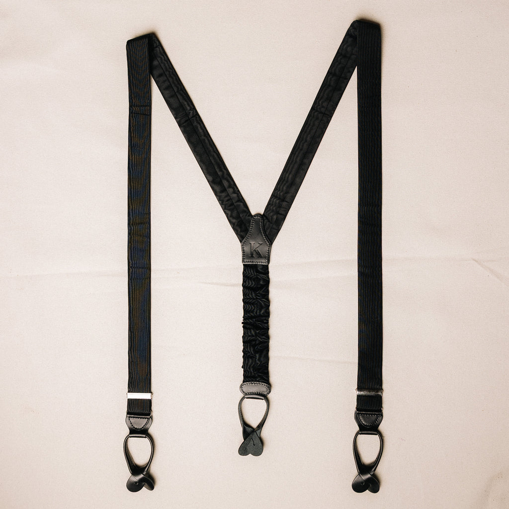 Suspenders - Black Silk Moire