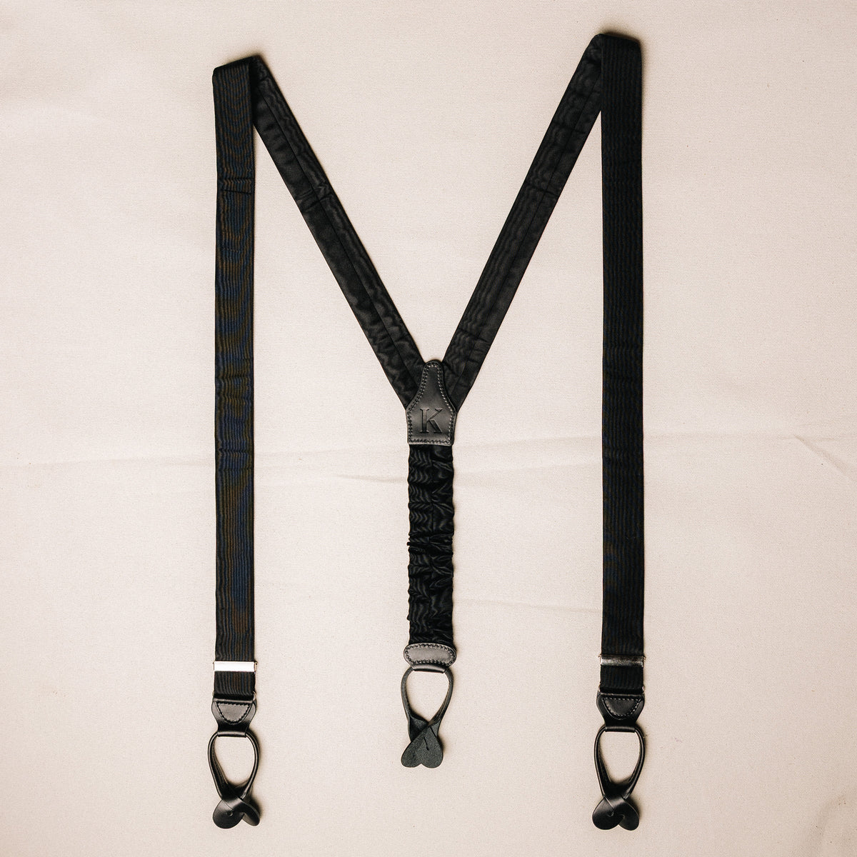 Suspenders - Black Silk Moire